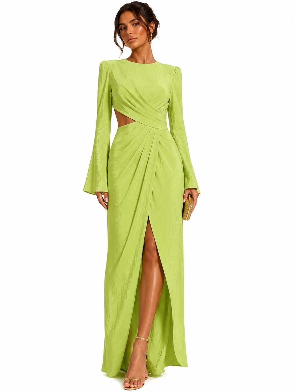 ASOS Edition NWT Lime Green Cutout Draped Maxi Dress US 0